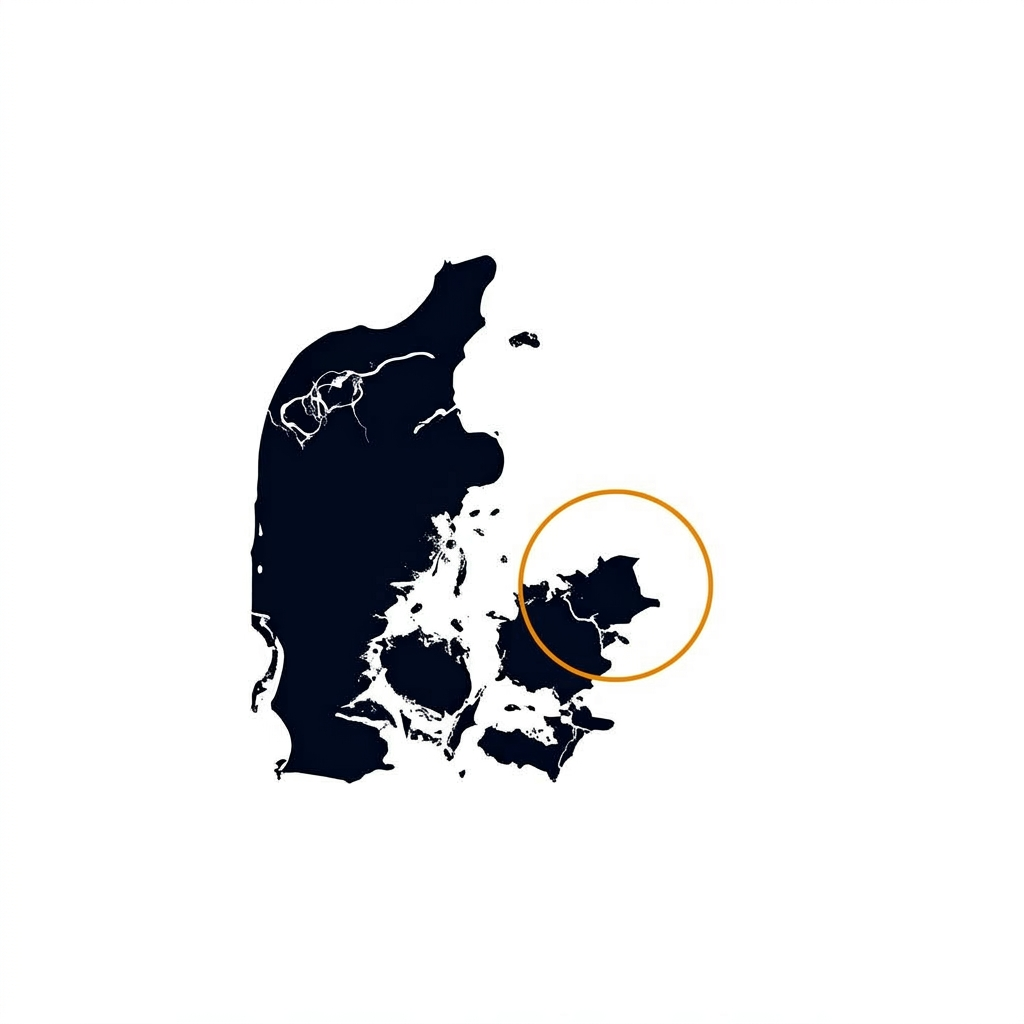 Danmarkskort med Sjælland markeret