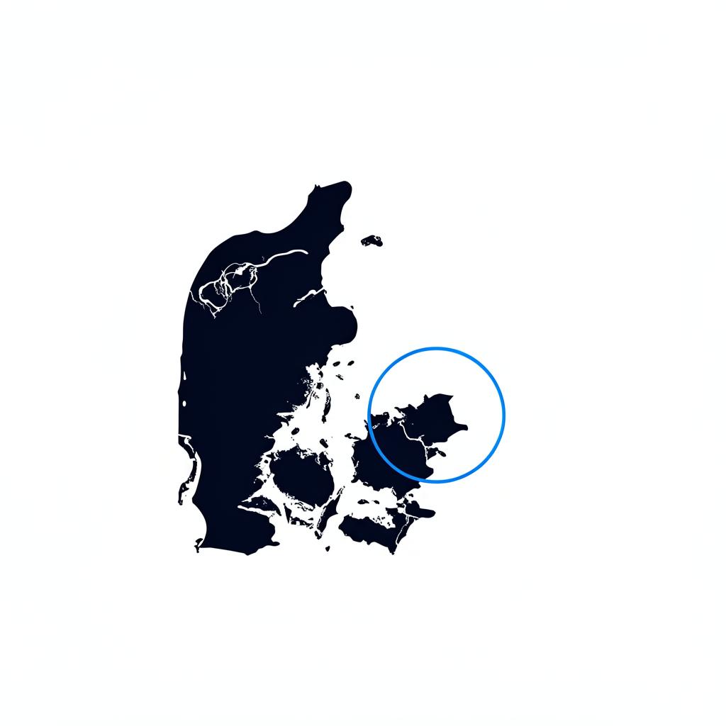 Danmarkskort med Sjælland markeret